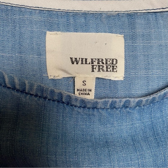 Aritzia Wilfred Free Nori Dress Soft Blue Light Wash Pockets Oversized Relaxed - Picture 4 of 6